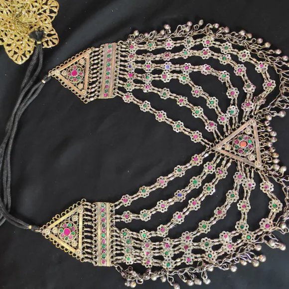 Vintage Afghan Kuchi Necklace, Afghan Bib Necklace, Kuchi Jewelry,Bib Necklace - Picture 3 of 7